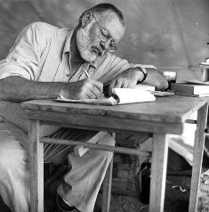 Papa Hemingway with Pen and Paper