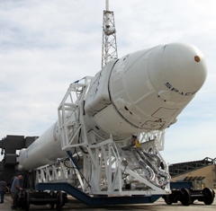 The Falcon 9 rocket and Dragon space capsule